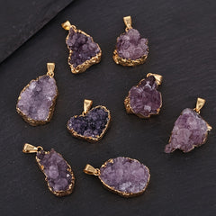 Natural Amethyst Rock Pendant Healing Crystal Gemstone 3.05 Cm