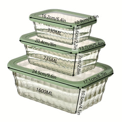 3pc Sealed Bento Box Large capacity Refrigerated Storage Box