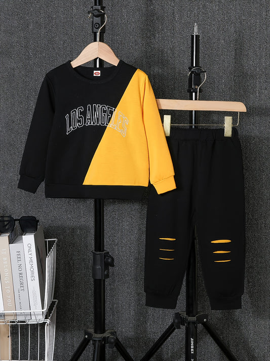 LOS ANGELES Graphic Print Boys Sweatshirt & Sweatpants Set