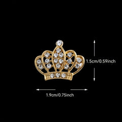Rhinestone Collar Pin Crown Brooch Metal Button