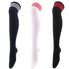 Striped Trim Thigh High Socks Over The Knee Stockings