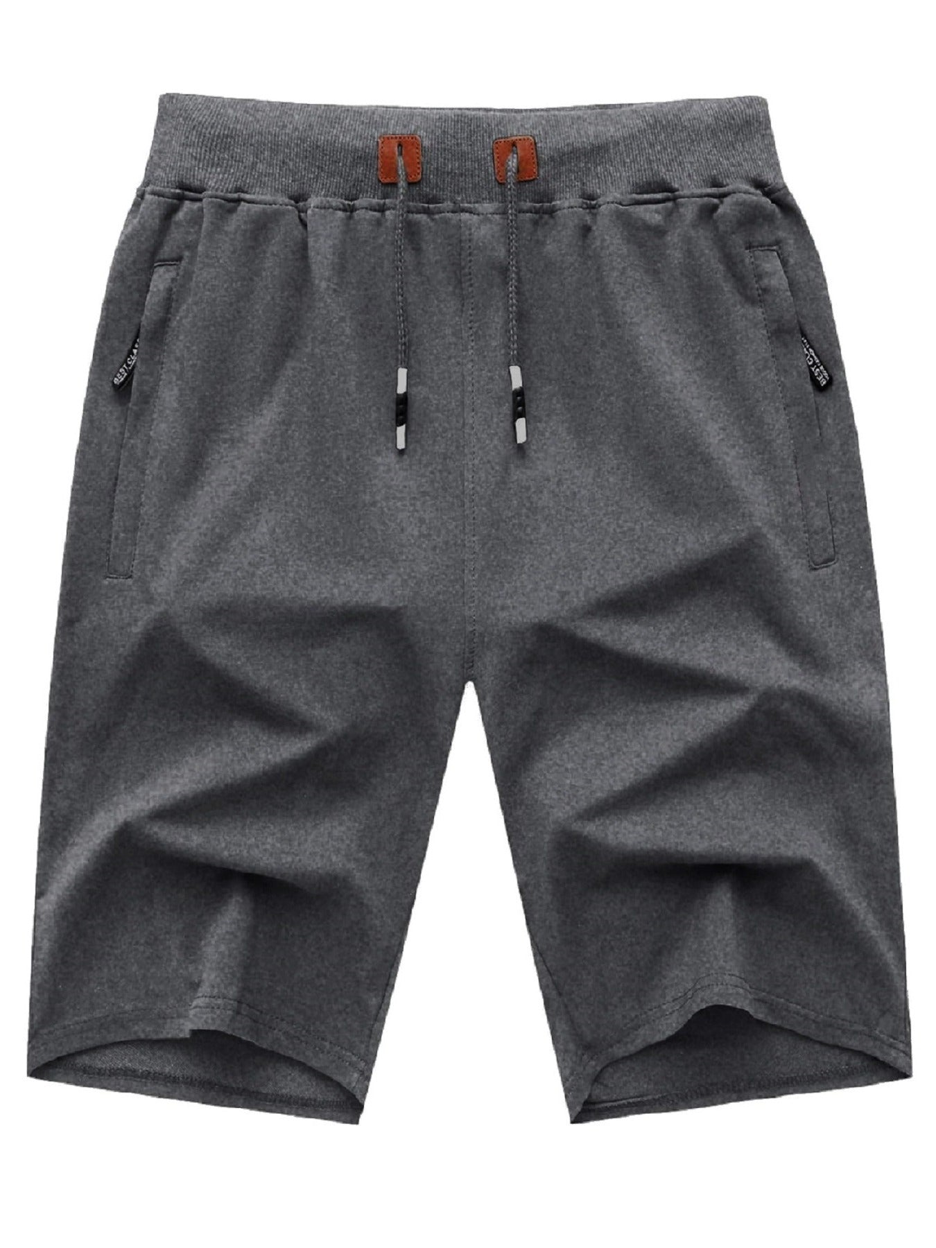 Men's Casual Fit Drawstring Shorts Elastic Waist Zip Pockets