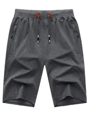 Men's Casual Fit Drawstring Shorts Elastic Waist Zip Pockets