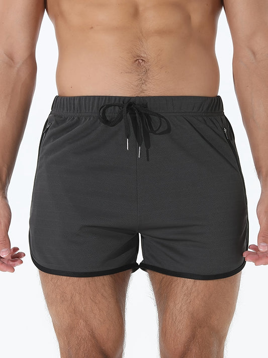 Men's Solid Drawstring Shorts Active Breathable Comfy