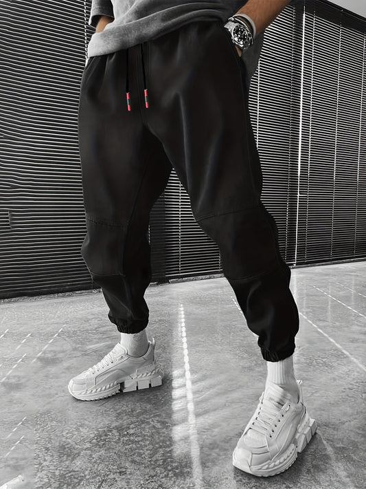 Men's Solid Drawstring Sweatpants Loose Fit Casual Joggers