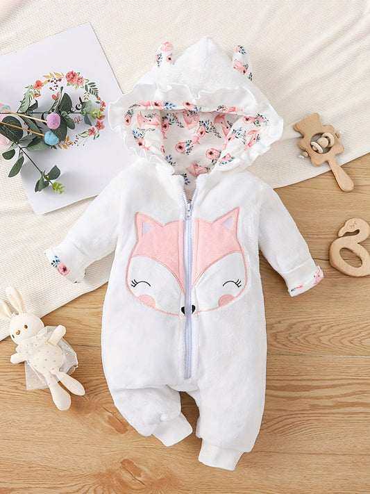 Infants Girls Fox Print Long Sleeve Jumpsuit