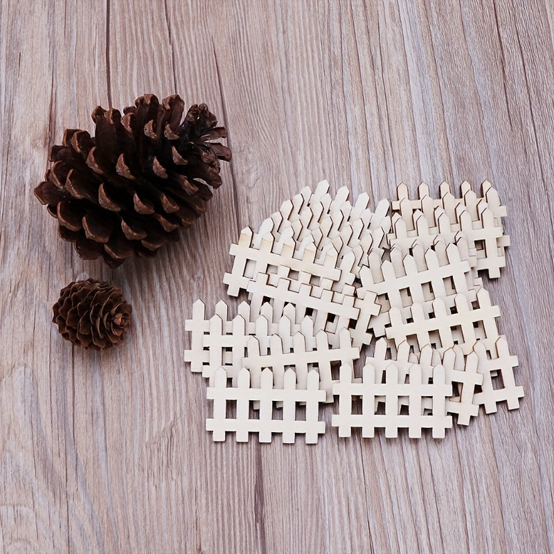 25pcs DIY Wooden Fence Shapes for Painting Decorating Staining