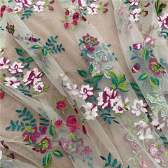 High Mesh Lace Embroidery Fabric DIY Dress Sewing Materials