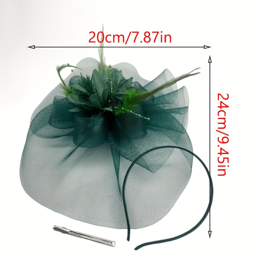 Dark Green Fascinator Hat for Women - Tea Parties Kentucky Derby Weddings