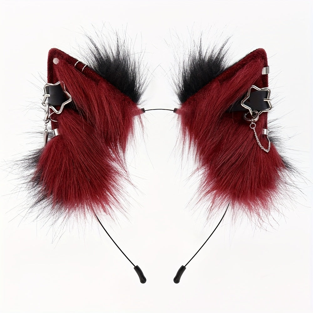 Plush Detachable Ears Headband Punk Style Cosplay Hair Accessories