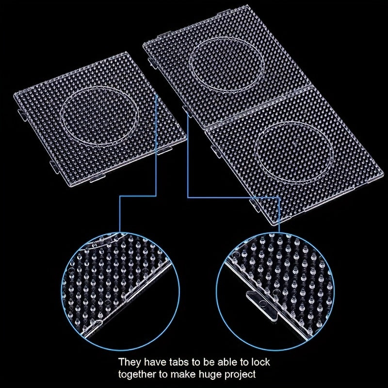 4Pcs Fuse Beads Boards 5mm Large Clear Plastic Pegboards for Jewelry Making
