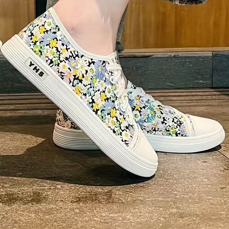 Women's Floral Print Canvas Shoes Lightweight Low Top Shoes