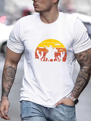 Old West Cowboy Print Men's Graphic Crew Neck Active T shirt Casual Comfy Tees