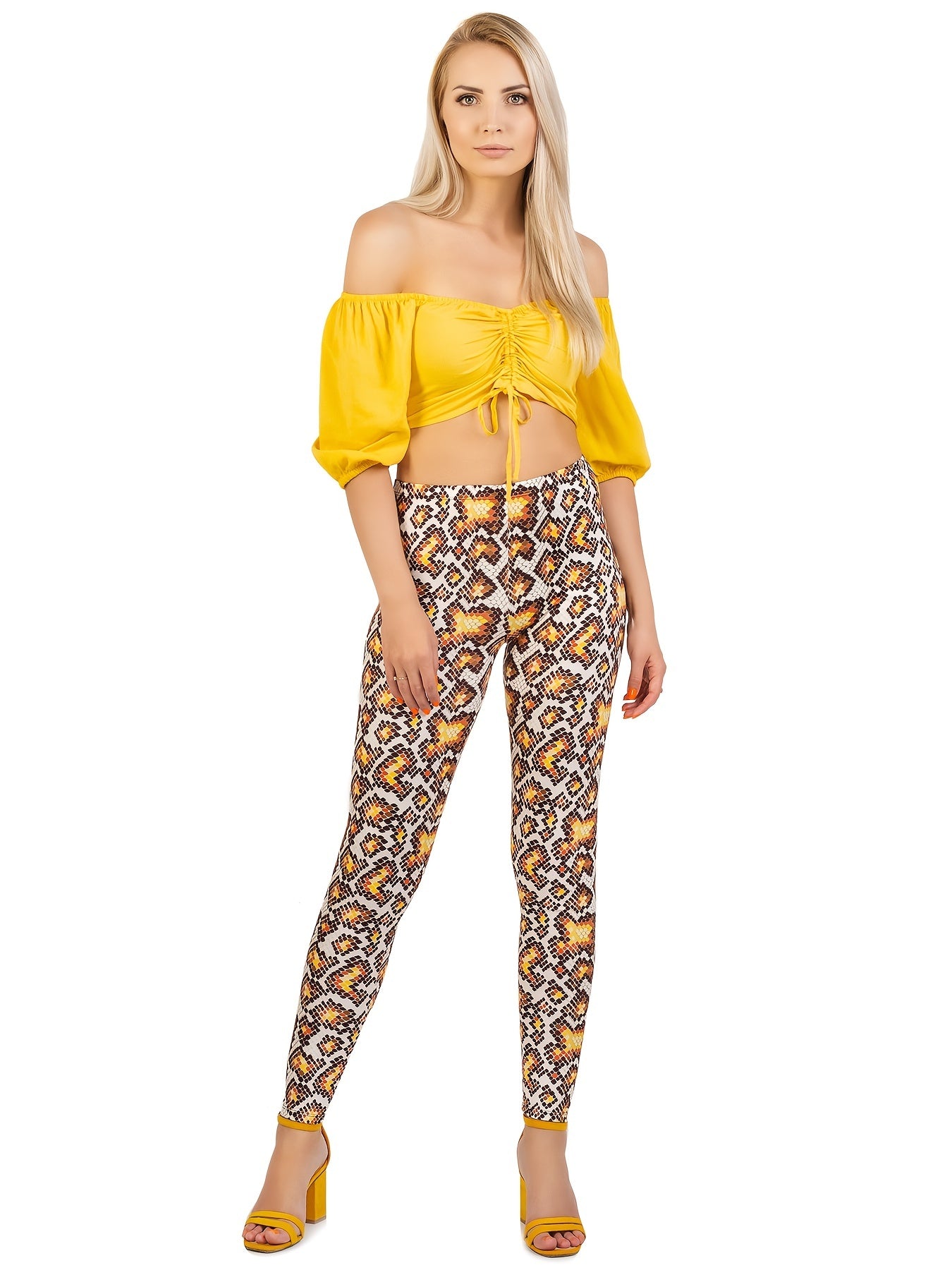Snake Print High Waist Leggings Stretchy Skinny Pants