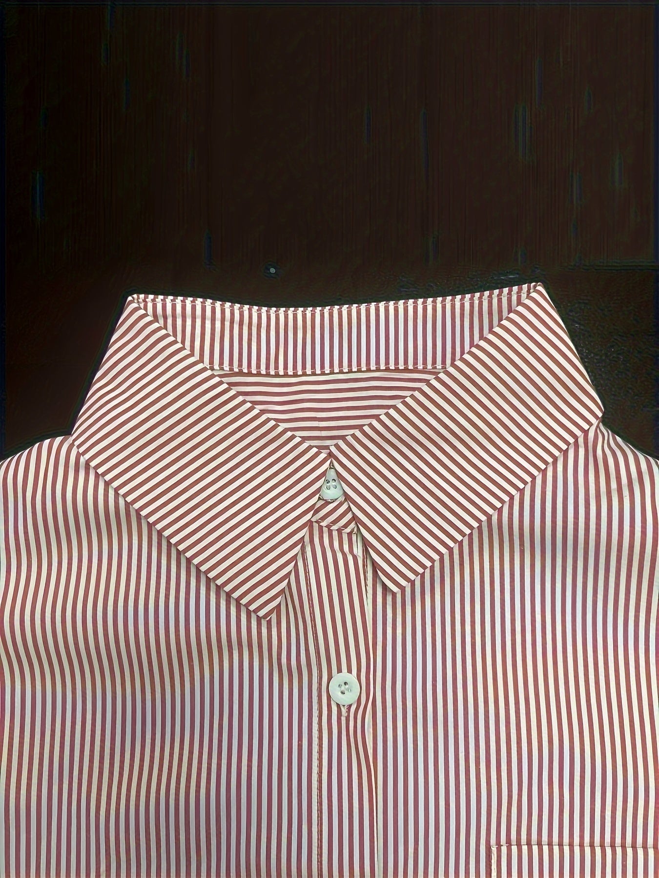  Stripe Print Button Up Long Sleeve Blouse