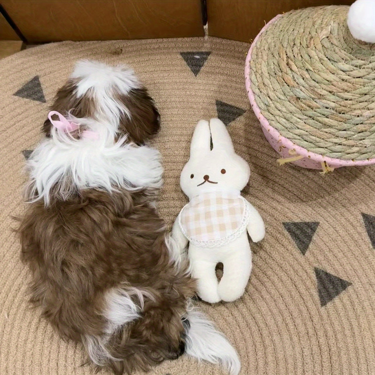 Cute Rabbit Doll with Checkered Bandage Soft Plush Animal