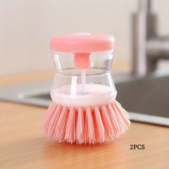 2pcs Dish Brush With Soap Dispenser Pot Washing Brush