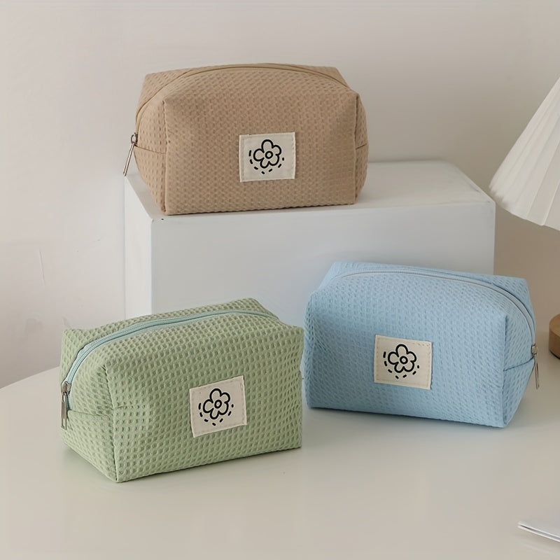 Waffle Pencil Case Small Portable Cosmetic Bag