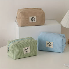 Waffle Pencil Case Small Portable Cosmetic Bag