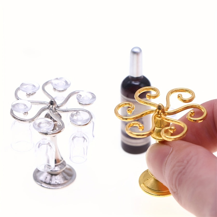 Dollhouse Wine Rack and Glass Models DIY Pocket Living Room Scene