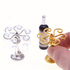 Dollhouse Wine Rack and Glass Models DIY Pocket Living Room Scene