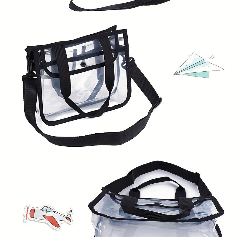 Clear Beach Bag with Makeup Organizer and Adjustable Strap