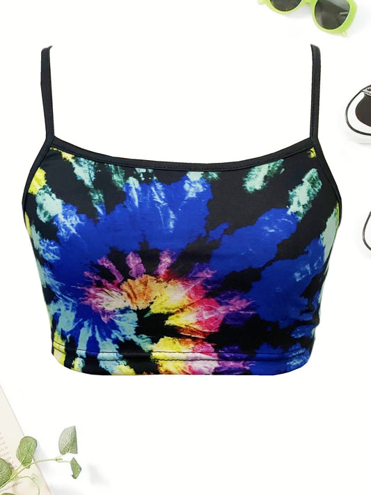 Tie Dye Print Crop Cami Top Y2K Summer Sleeveless Top