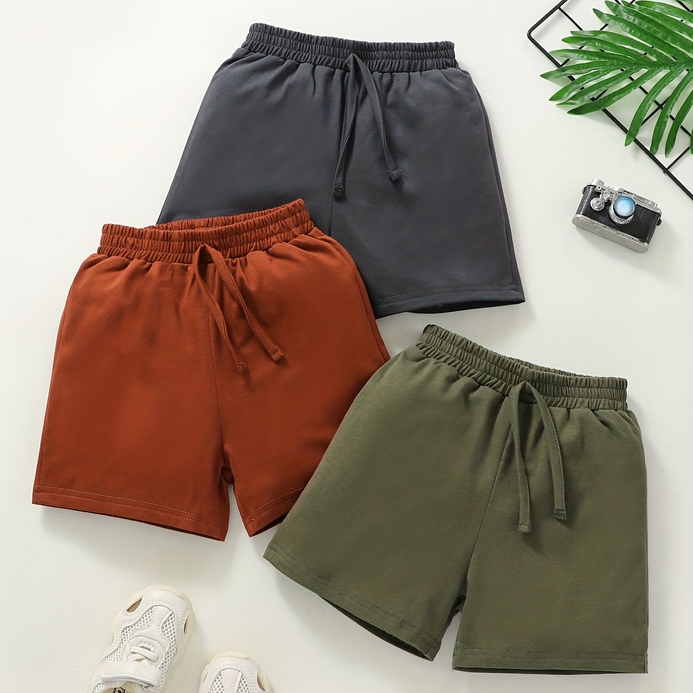 Solid Elastic Waist Shorts for Toddler Boys