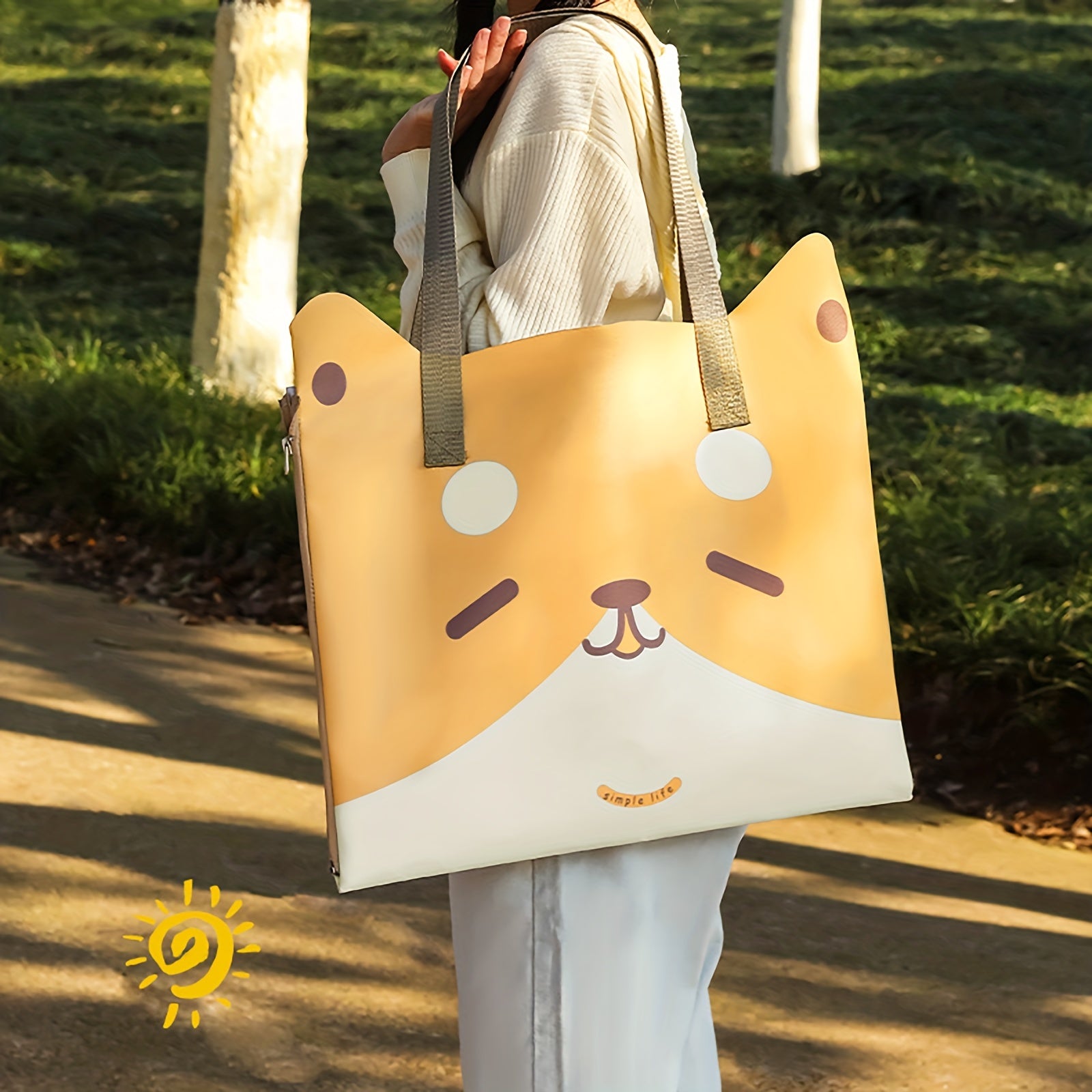 2 in 1 Foldable Picnic Mat Cartoon Pattern Waterproof Durable Pad