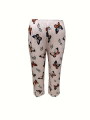  Butterfly Print Long Sleeve Pajama Set