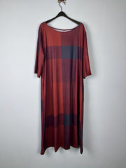  Colorblock Print Half Sleeve Round Neck Stretch Dress