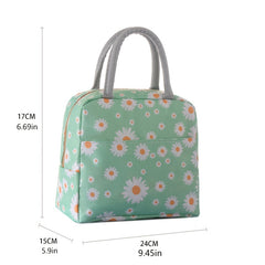 Printed Mesh Lunch Bag Thermal Insulation Hand Bag Patch Pocket