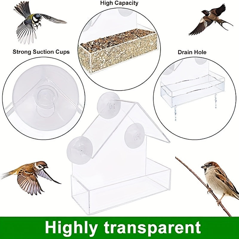 Clear Plastic Window Bird Feeder with Suction Cups - Bird House