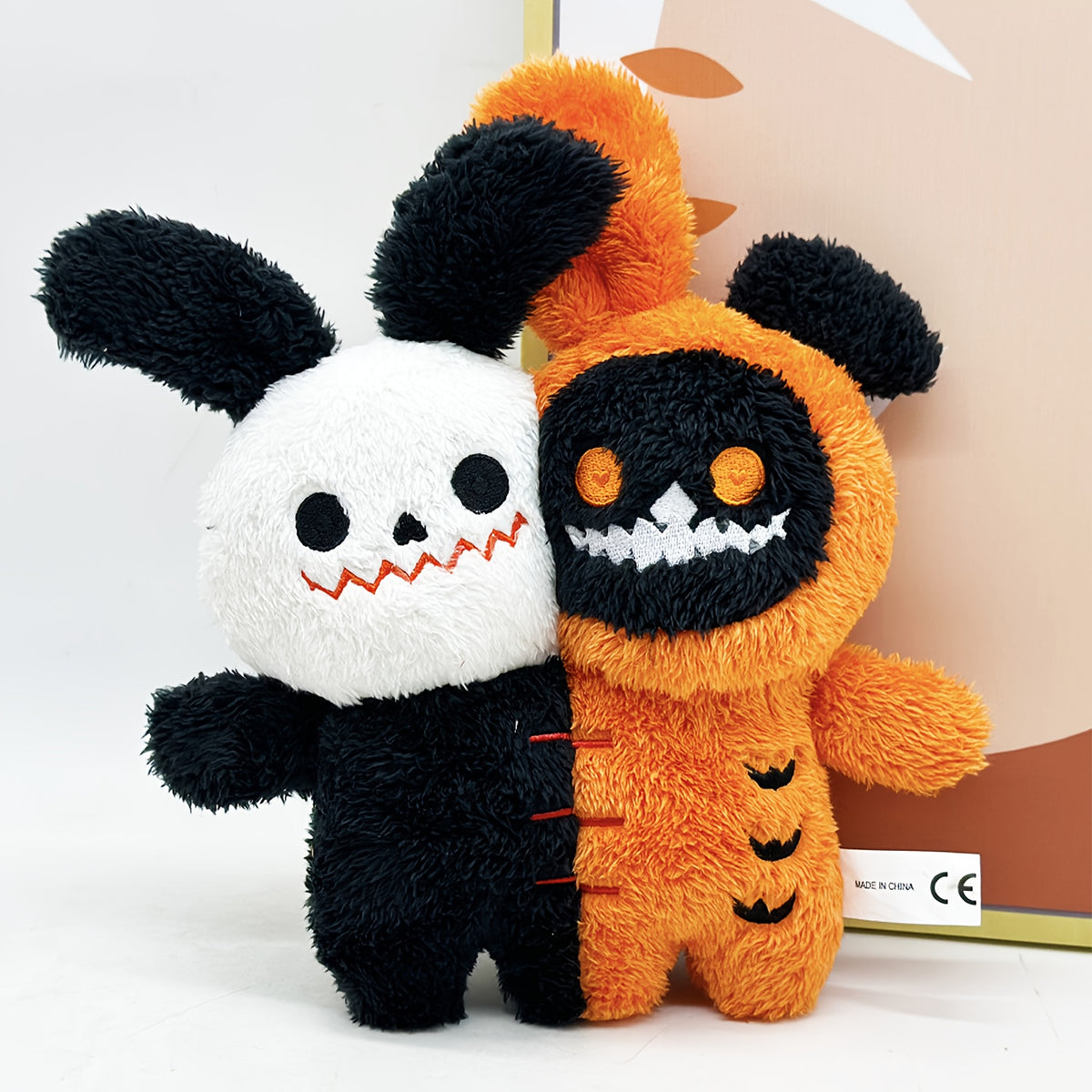 Halloween Plush Double Head Rabbit Skull Doll Bat Horror Plush Toys Figure
