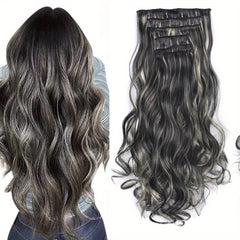 6pcs Body Wave Hair Extensions 55-88cm Double Weft Synthetic Heat Resistance