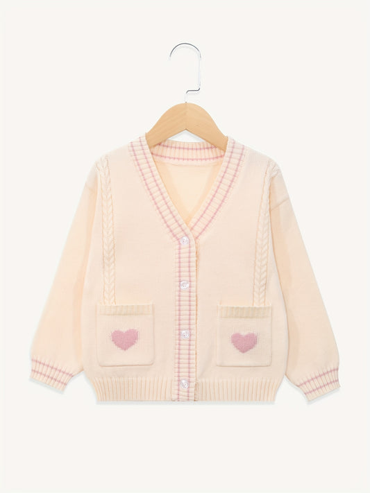 Girls Twist Knit V Neck Button Cardigan Sweater For Fall Winter