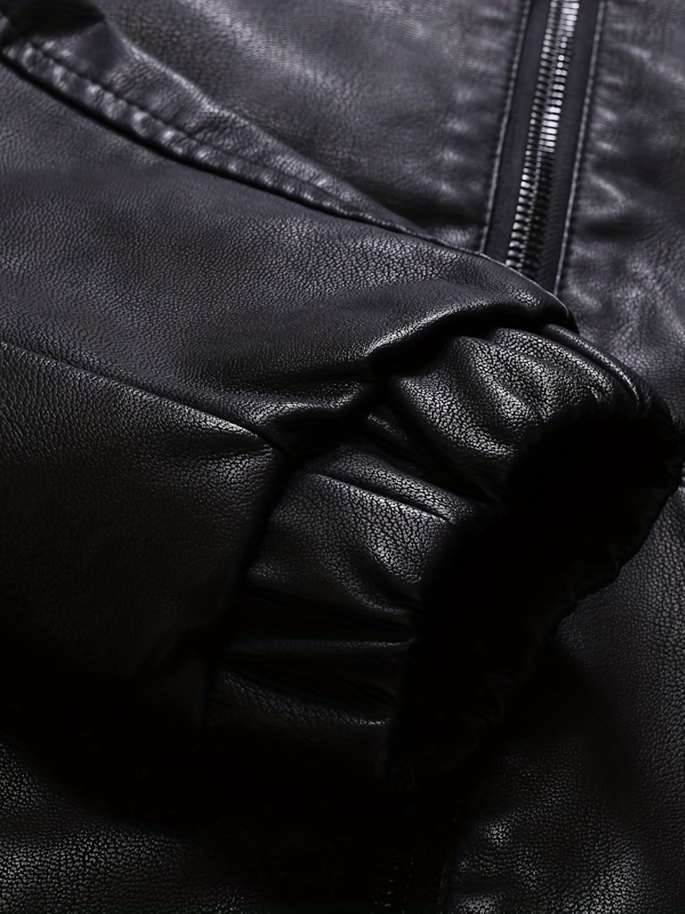 Men's PU Hooded Jacket Zip Up Faux Leather Jacket