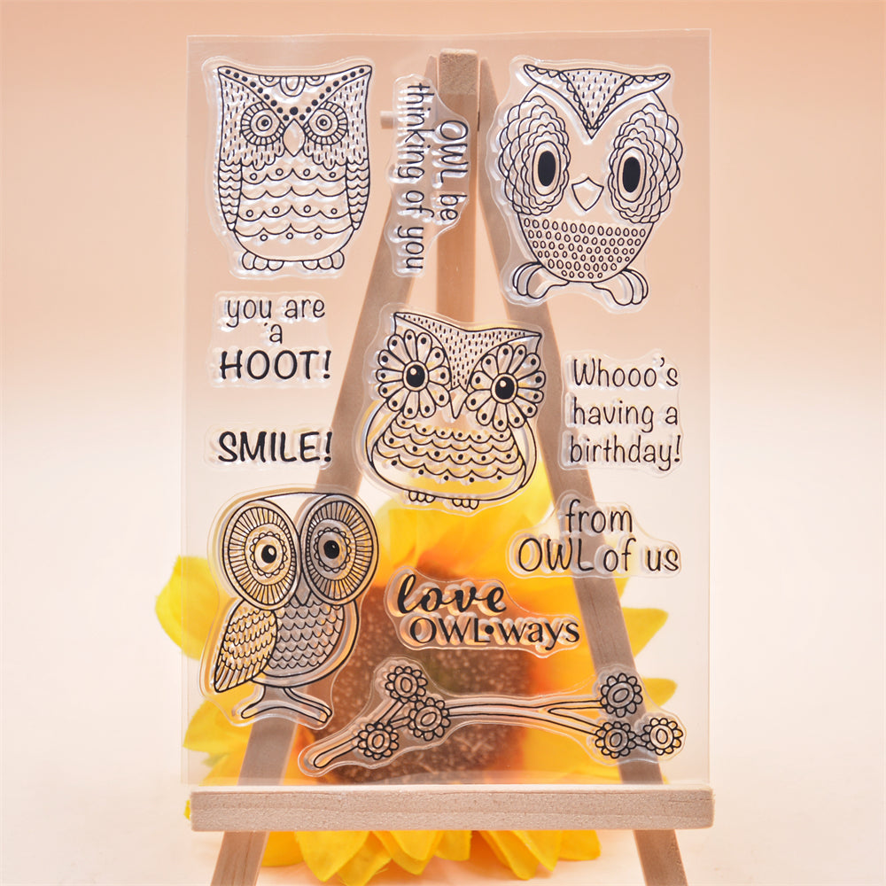 Transparent Silicone Stamp Owl Pattern for Greeting Cards, Notebook Decoration