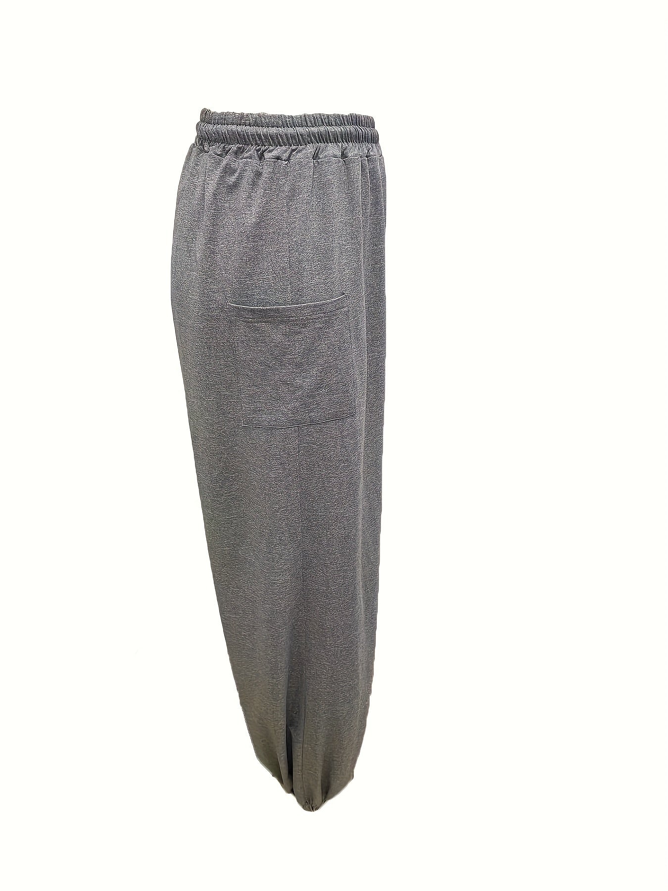  Solid Drawstring Waist Harem Pants with Pockets