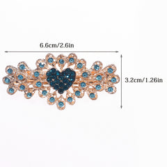 Sparkly Flower Peacock Hair Barrettes Crystal Hair Clips