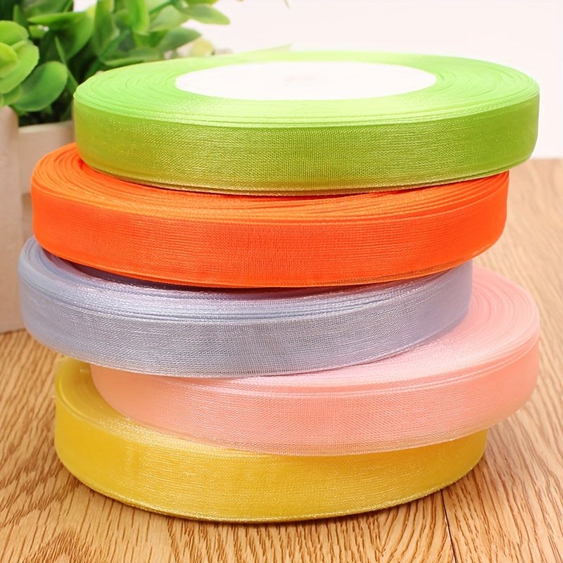 10mm 45m Roll Organza Ribbon for Wrapping Christmas Party Gift Packaging