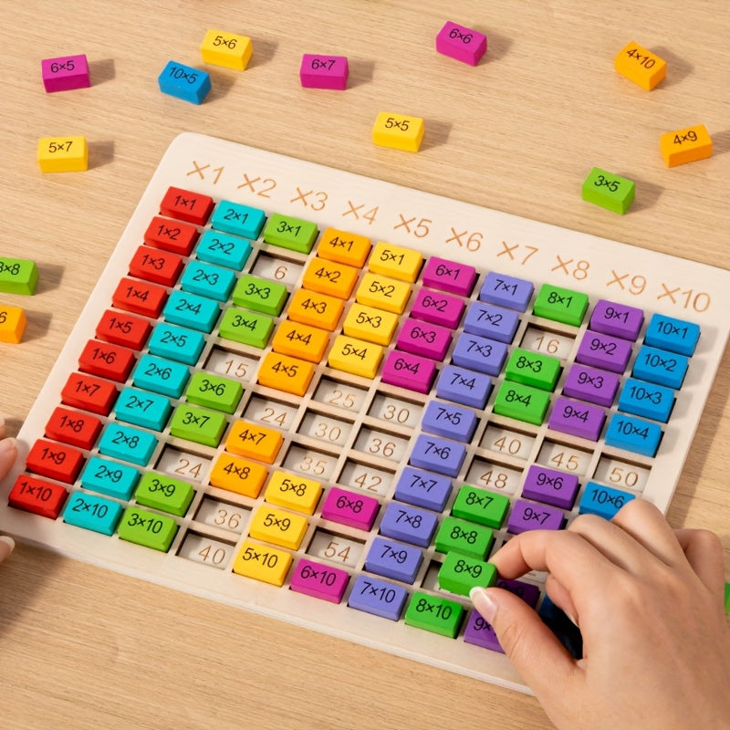 Wooden Math Practice Toy for Kids Educational Puzzle with Numbered Blocks