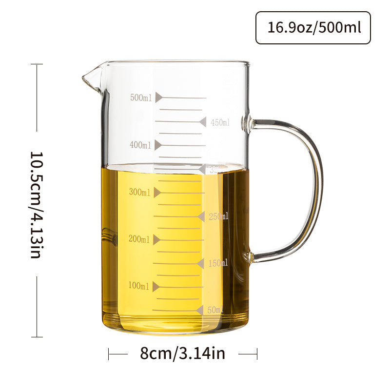 High Glass Measuring Cup with Handle for Kitchen and Restaurant Use