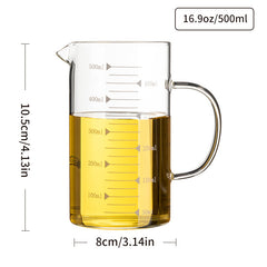 High Glass Measuring Cup with Handle for Kitchen and Restaurant Use