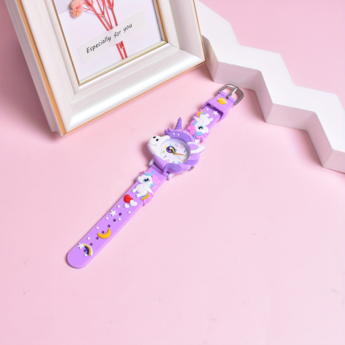 Unicorn Girls' Watch Pink Silicone Strap & Case Quartz Movement