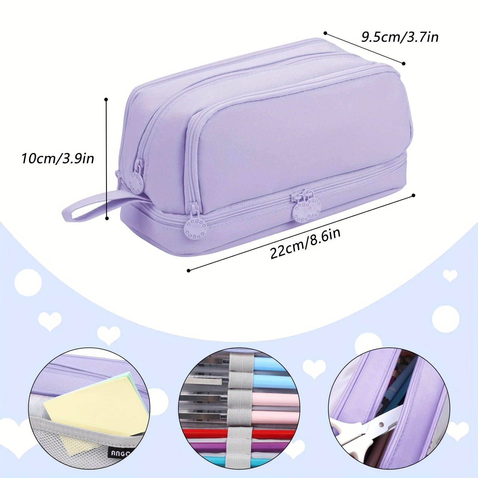 Large Pencil Case 4 Compartments Girls Boys Stationery Organizer Women Men