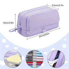 Large Pencil Case 4 Compartments Girls Boys Stationery Organizer Women Men