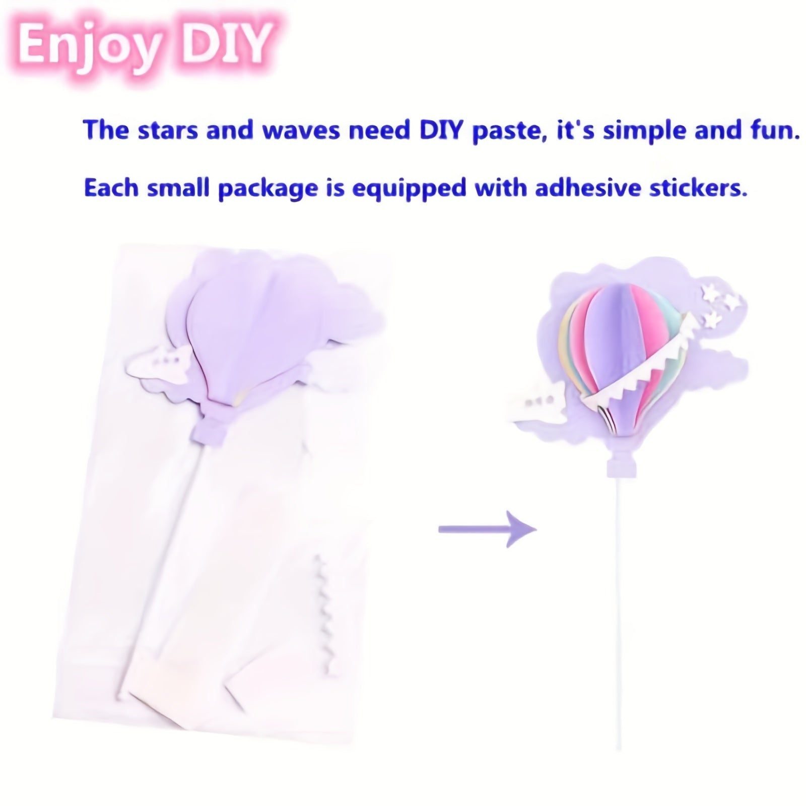 6pcs Air Balloon Cloud 3D Paper Cake Toppers Cupcake Toppers