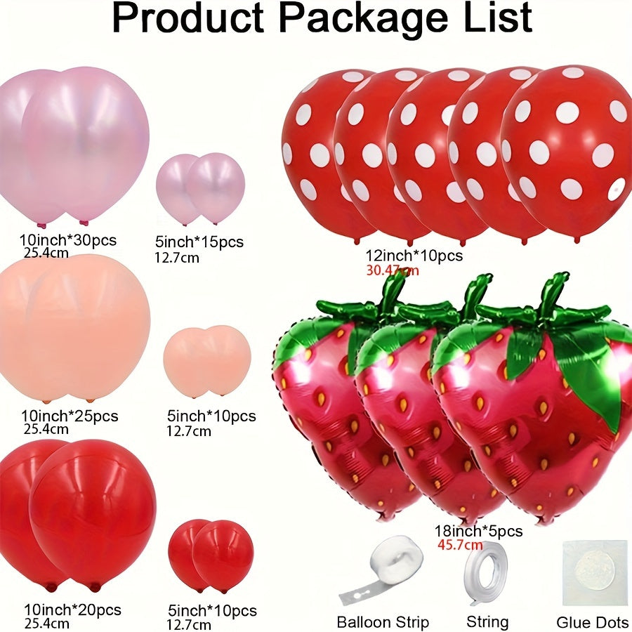 127pcs Strawberry Party Balloon Garland Set Pink Theme Decoration