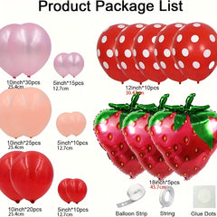127pcs Strawberry Party Balloon Garland Set Pink Theme Decoration